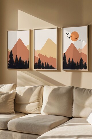 Set 3 tablouri decorative, Artvmodel28-Ahsap, MDF, Multicolor