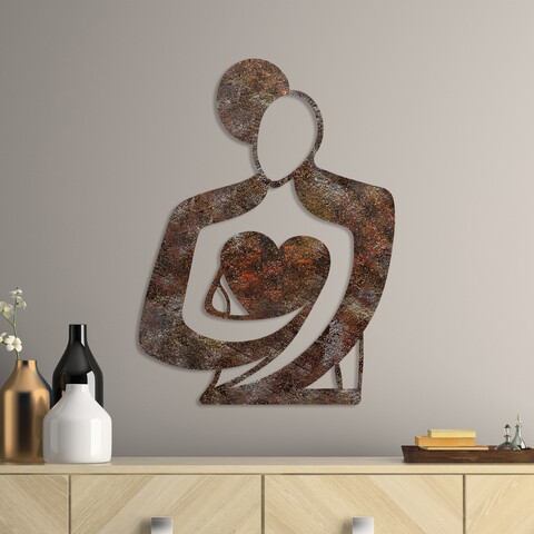 Decoratiune de perete, Rusty Hug, Dimensiune: 70 x 52 cm, Maro antichizat