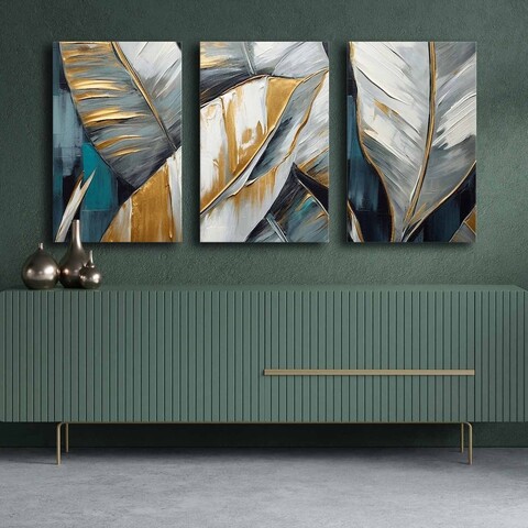 Set 3 tablouri decorative, 3P4570GSC-013, Lemn, Multicolor