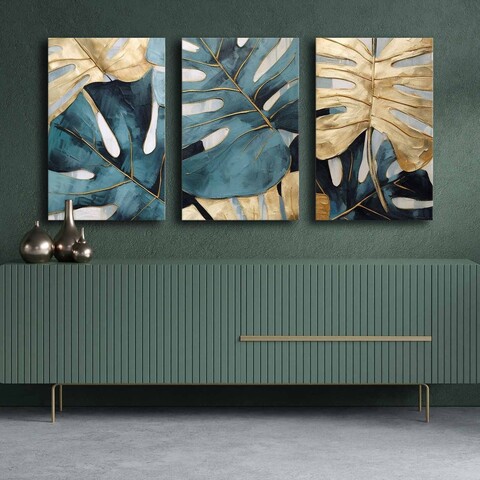 Set 3 tablouri decorative, 3P4570GSC-014, Lemn, Multicolor