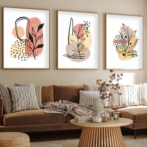 Set 3 tablouri decorative, Huhu226, Lemn masiv, Multicolor