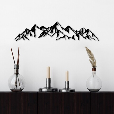 Decoratiune de perete, Mountain View, Dimensiune: 62 x 14 cm, Negru