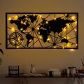 Decoratiune de perete, World Map Led 452, Dimensiune: 60 x 120 cm, Negru