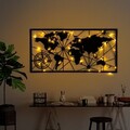 Decoratiune de perete, World Map Led 452, Dimensiune: 60 x 120 cm, Negru