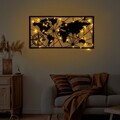 Decoratiune de perete, World Map Led 452, Dimensiune: 60 x 120 cm, Negru