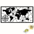 Decoratiune de perete, World Map Led 452, Dimensiune: 60 x 120 cm, Negru