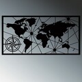 Decoratiune de perete, World Map Led 452, Dimensiune: 60 x 120 cm, Negru