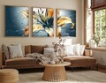 Set 3 tablouri decorative, Huhu219, Cadru: 100% LEMN MASIV (Grosime: 2,5 cm), Multicolor