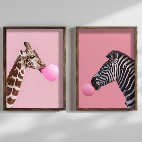 Set 2 tablouri decorative, HUM107, Cadru: 100% MOLID, Multicolor