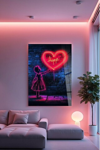 Tablou decorativ, Hhlneon0030, 70 x 100 cm, Multicolor