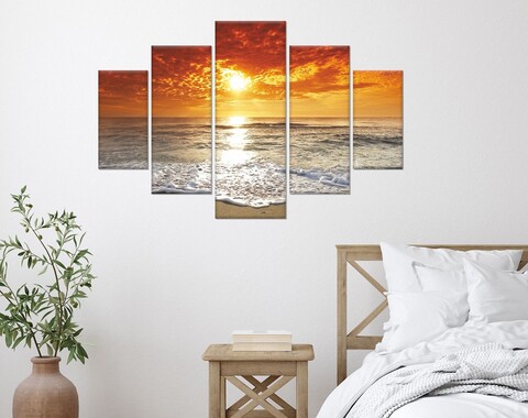 Set 5 tablouri decorative, ST063, 56 x 20 cm, Multicolor