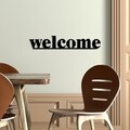 Decoratiune de perete, Welcome, 70 x 13 cm, Negru
