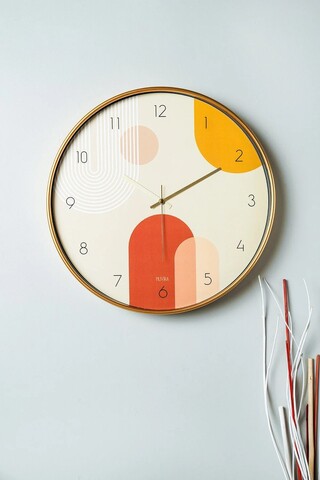 Ceas de perete decorativ, Pinobhm, Ø 42 cm, Multicolor