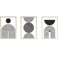 Set 3 tablouri decorative, Huhu163, Cadru: 100% LEMN MASIV (Grosime: 2,5 cm), Multicolor