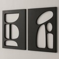 Tablou decorativ MDF (2 Pieces), Hhloyma00004, Grosime: 18 mm, Negru
