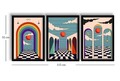 Set 3 tablouri decorative, 3p3752softct-012, Lemn, Multicolor