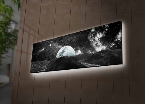 Tablou decorativ cu lumina LED, 3090NASA-009, 30 x 90 cm, Multicolor