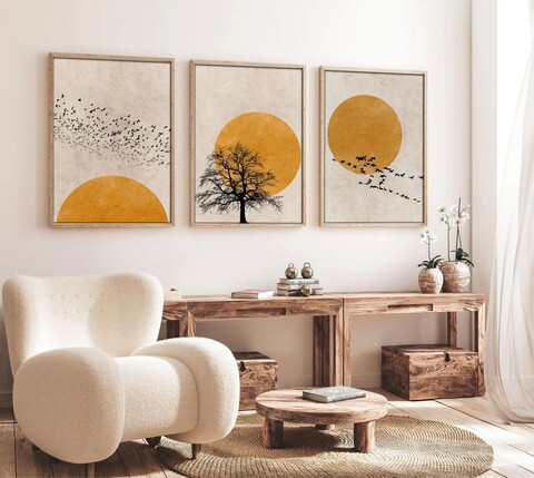 Set 3 tablouri decorative, Huhu147, Lemn masiv, Multicolor