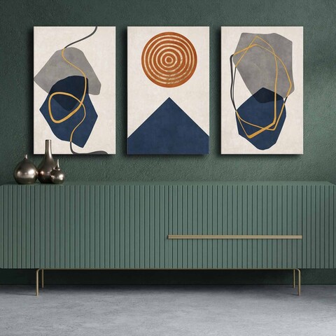 Set 3 tablouri decorative, 3P4570GSC-008, Lemn, Multicolor
