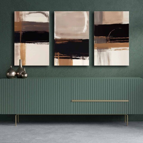 Set 3 tablouri decorative, 3P4570GSC-007, Lemn, Multicolor