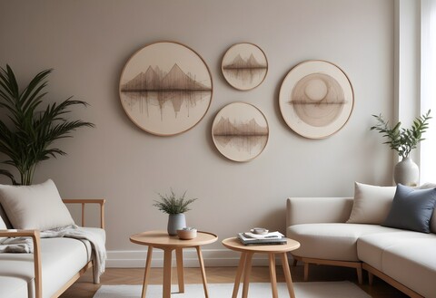 Set 4 tablouri decorative, Huhu299, Dimensiune: 45 x 45 cm (1 bucată), Multicolor