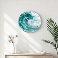 Ceas de perete decorativ din sticlă, Huhu346, Diametru: 40 cm (1 bucată), Multicolor