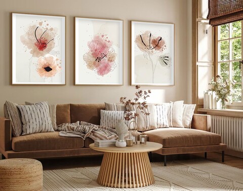 Set 3 tablouri decorative, Huhu205, Lemn masiv, Multicolor