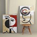 Set 2 tablouri decorative, 2KNV4234, Lemn, Multicolor