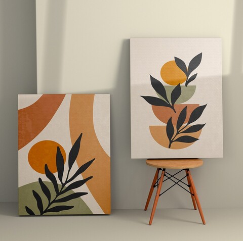 Set 2 tablouri decorative, 2KNV4271, Lemn, Multicolor