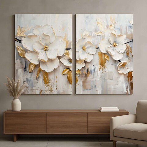 Tablou decorativ (2 Pieces), DEV4, Lemn, Multicolor