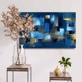Tablou decorativ, 4570NISC-006, Lemn, Albastru / Bleumarin / Maro / Auriu