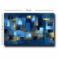 Tablou decorativ, 4570NISC-006, Lemn, Albastru / Bleumarin / Maro / Auriu