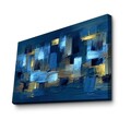 Tablou decorativ, 4570NISC-006, Lemn, Albastru / Bleumarin / Maro / Auriu