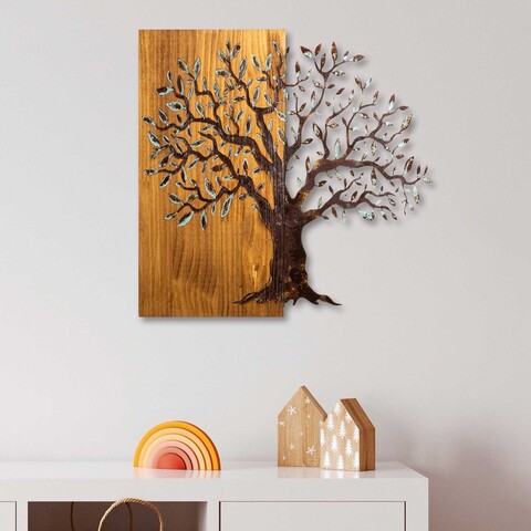 Decoratiune de perete, Mysterious Tree, Lățime: 60 cm Înălțime: 58 cm Adâncime: 3 cm, Multicolor
