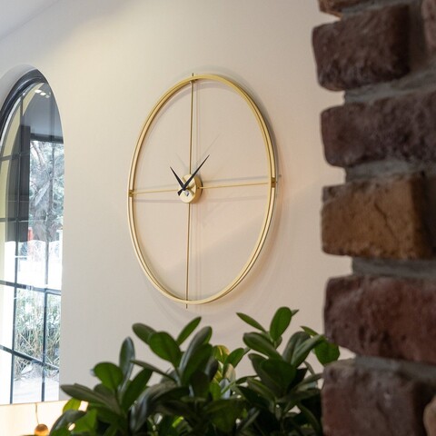 Ceas de perete, Arcadia Metal Wall Clock, Dimensiune: 48 x 48 cm, Auriu