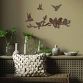 Decoratiune de perete, Rusty Birds 2, 13 x 13 cm, Maro antichizat