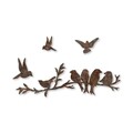 Decoratiune de perete, Rusty Birds 2, 13 x 13 cm, Maro antichizat