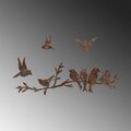 Decoratiune de perete, Rusty Birds 2, 13 x 13 cm, Maro antichizat