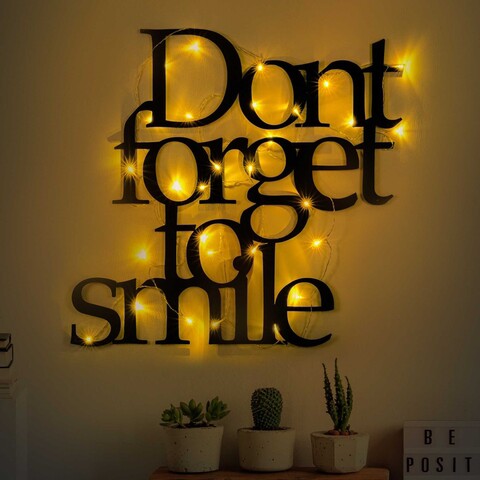 Decoratiune de perete, Dont Forget To Smile 183, Dimensiune: 67 x 70 cm, Negru