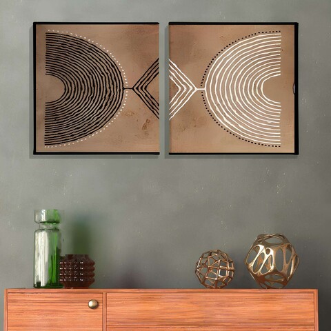 Tablou decorativ (2 Pieces), ASR_CNV2-9 50x50, Lemn, Multicolor