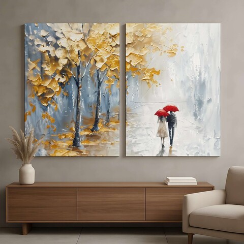 Tablou decorativ (2 Pieces), DEV6, Lemn, Multicolor