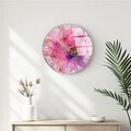 Ceas de perete decorativ din sticlă, Huhu339, Diametru: 40 cm (1 bucată), Multicolor