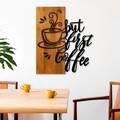 Decoratiune de perete, Coffee First, Lățime: 50 cm Înălțime: 58 cm Adâncime: 3 cm, Nuc / Negru