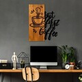 Decoratiune de perete, Coffee First, Lățime: 50 cm Înălțime: 58 cm Adâncime: 3 cm, Nuc / Negru