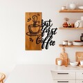 Decoratiune de perete, Coffee First, Lățime: 50 cm Înălțime: 58 cm Adâncime: 3 cm, Nuc / Negru