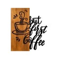 Decoratiune de perete, Coffee First, Lățime: 50 cm Înălțime: 58 cm Adâncime: 3 cm, Nuc / Negru