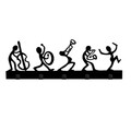 Cuier de perete, Music Band, Lățime: 60 cm Înălțime: 25 cm Adâncime: 2 cm, Negru