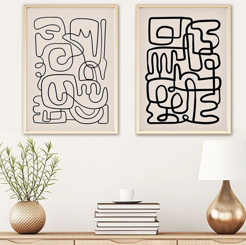 Tablou decorativ (2 Pieces), Huhu184, Lemn masiv (Grosime: 2,5 cm, Multicolor