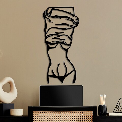 Decoratiune de perete, Undressing Woman, Dimensiune: 33 x 70 cm, Negru