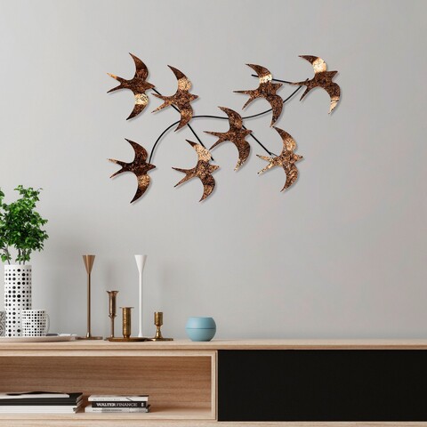 Decoratiune de perete, Flying Birds 3, Dimensiuni: 69 x 41 x 7 cm, Multicolor